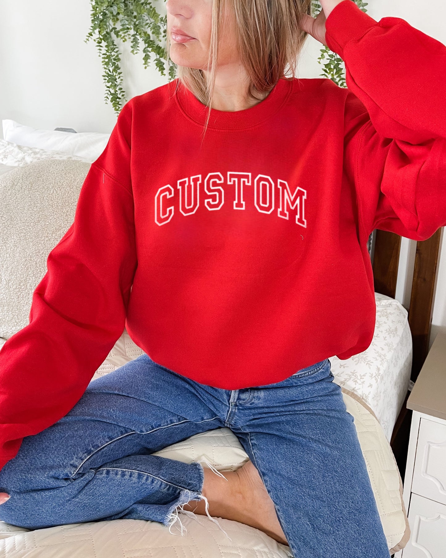 Custom Embroidered Varsity Crewneck Personalized Unisex Oversized