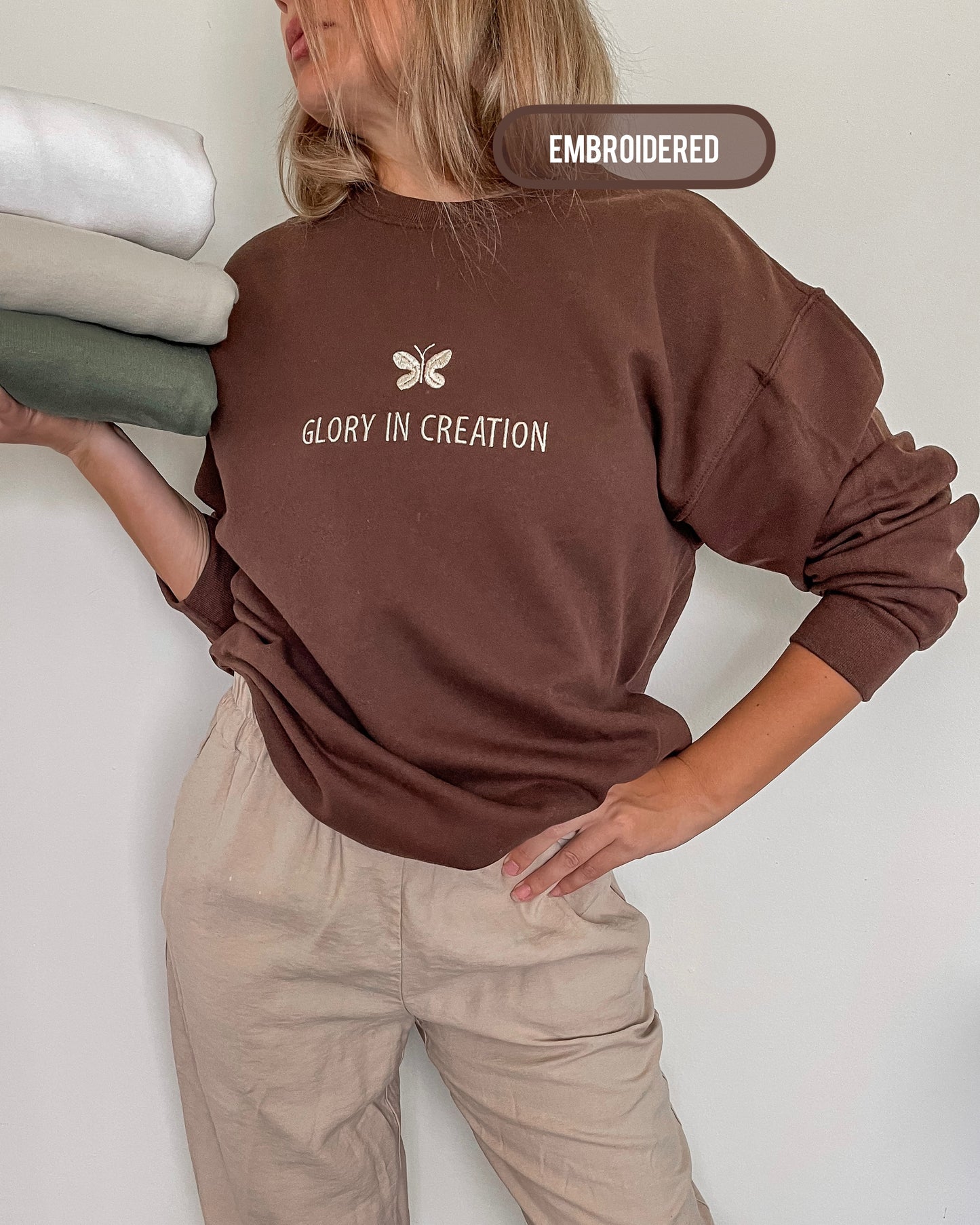 Glory In Creation Embroidered Crewneck Embroidered