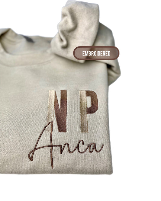 Custom Nurse Embroidered  RN, SNA, NP, BSN, RTR pullover Sweatshirt, Personalized Gift For Nurse Student, Crewneck For Nurses